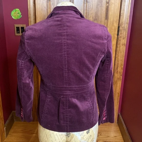 Talbots Petites Grape Purple Festive Velvet Blazer Jacket Sz 2 P - Picture 5 of 12